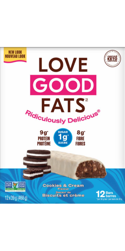 Buy Love Good Fats Cookies & Cream Bar Case at Well.ca | Free Shipping ...