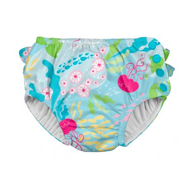 Buy iPlay Ruffle Snap Reusable Absorbent Swimsuit Diaper Aqua Coral ...