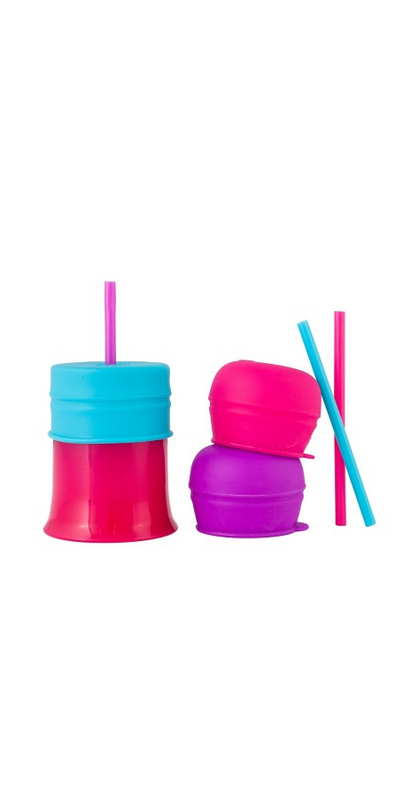 Boon Snug Straw Universal Silicone Sippy Lids 3 Pack Pink