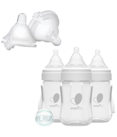 Evenflo Balance+ Wide Glass Bottles Slow & Medium/Fast Flow Nipples Bundle