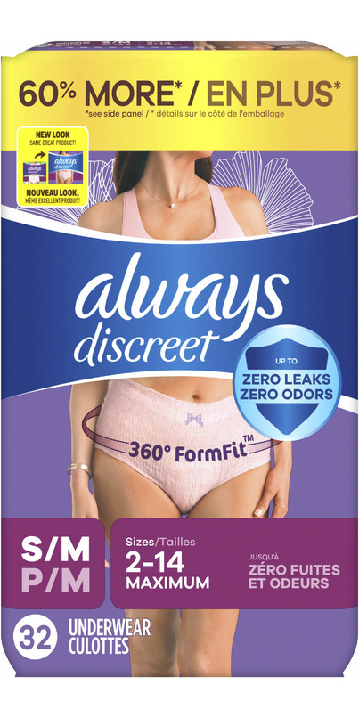 Always Discreet Max Protection Underwear, S/M - 19 Count