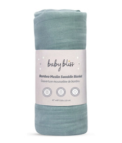 Baby Bliss Bamboo Muslin Swaddle Blanket Slate Blue