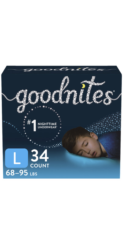 GoodNites Underwear, Nighttime, L (68-95 lbs), Girls 34 ea