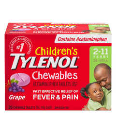 image of Tylenol Children's Fever & Pain Chewable Tablets Grape with sku:167705