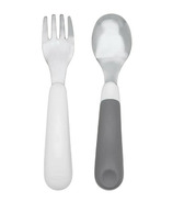 OXO Tot On-The-Go Fork & Spoon Set Grey