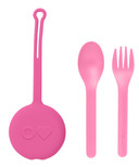 OmieLife Fork Spoon + Pod Set Bubble Pink