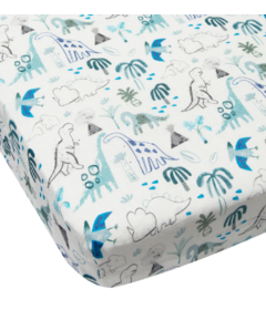 Loulou Lollipop Muslin Fitted Crib Sheet Dinosaurs