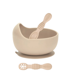 Baby Bliss Suction Bowl & Training Spoons Almond