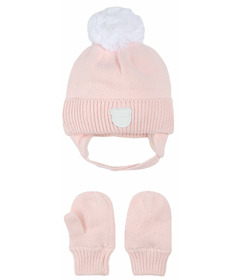 Petit Lem Hat + Mittens Set Light Pink