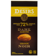 Flagrants Desirs Premium Dark Chocolate Bar (72% Cocoa) with Almond