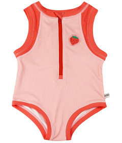 ZOOCCHINI Short Sleeve Solid Swimsuit Strawberry