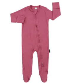 Belan.J Ribbed Bamboo Footed Zipper Sleeper Rose Wood