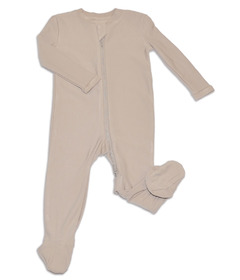 Silkberry Baby Bamboo Fleece Footie With Two Way Zipper Taupe