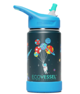 EcoVessel FROST Stainless Steel Kids Water Bottle with Straw Lid Outer Space