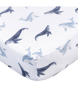 Gerber Childrenswear Knit Crib Sheet Coastal Calm Whales