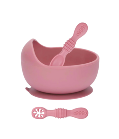 Baby Bliss Suction Bowl & Training Spoons Dusty Rose