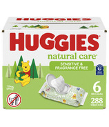 Huggies Natural Care Sensitive Flip-Top Lingettes pour bébé Pack non parfumé 