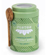 JusTea Coconut Green Loose Leaf Tea Tin with Spoon