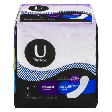 U by Kotex Clean & Secure Overnight Maxi Pads Overnight Absorbency