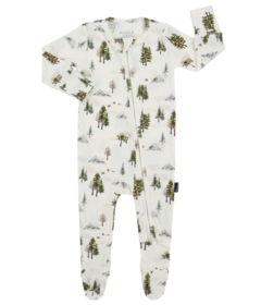 Belan.J Ribbed Bamboo Footed Zipper Sleeper Misty Forest