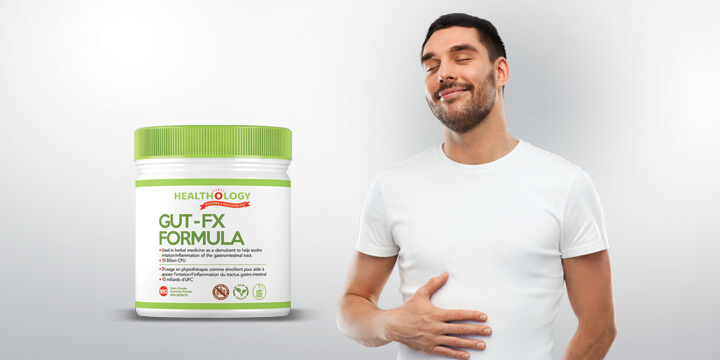 man smiling with Gut-FX Formula product