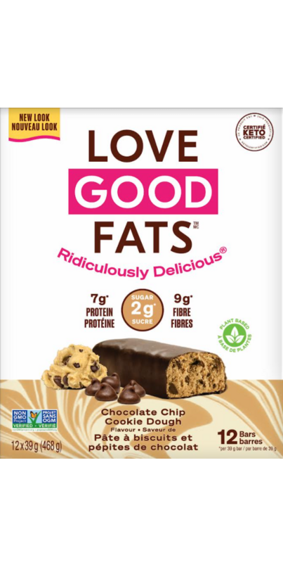 Buy Love Good Fats Chocolate Chip Cookie Dough Bar Case at Well.ca ...