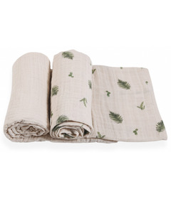 House of Elia Organic Cotton Muslin Blankets Fern and Ivory