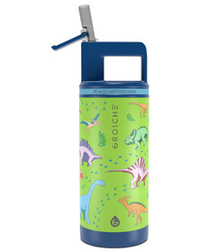GROSCHE Alpine Kids Flip 'N Sip Water Bottle with Straw Dinosaur
