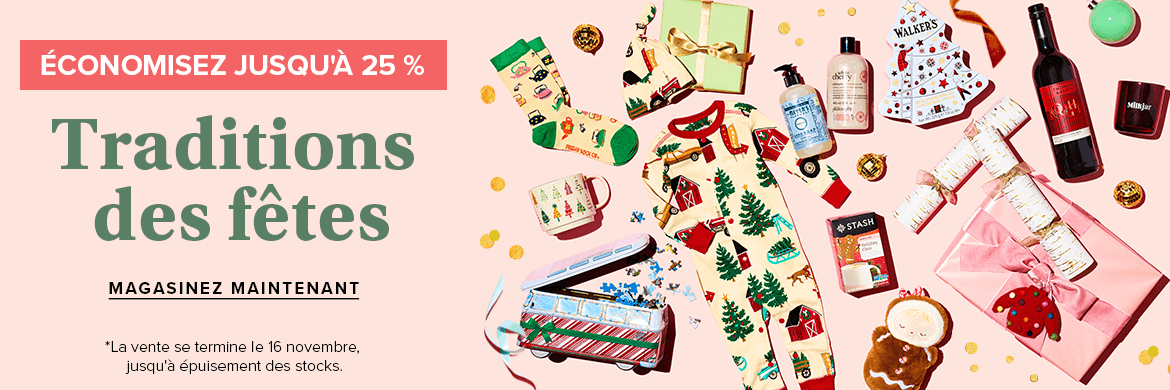 Économisez jusqu'à 25 % sur les produits de tradition des Fêtes