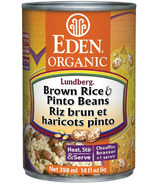 Riz brun et haricots pinto en conserve biologiques Eden