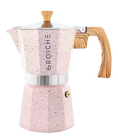 GROSCHE Milano Blush Pink Stone Stovetop Espresso Maker 6 Cup