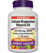 Webber Naturals Calcium Magnésium avec D3 Bonus Size