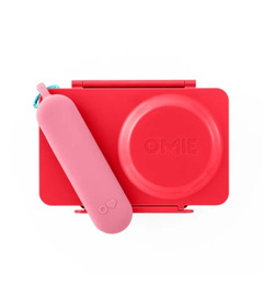 OmieLife OmieBox UP Bento Box Cherry Pink + Utensil Set Bundle