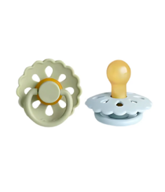 Baby Bliss Natural Latex Pacifiers Sage & Dusty Blue Size 2