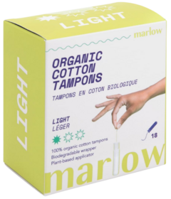Marlow 100% Organic Cotton Applicator Tampons Light