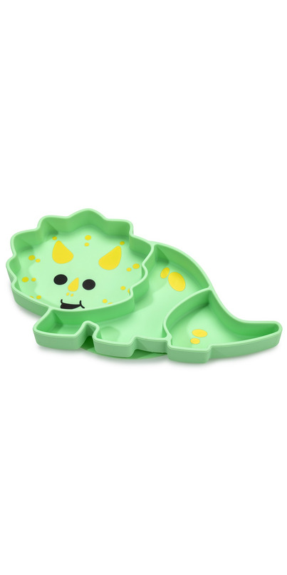 Assiette à Ventouse Silicone Bébé - Dinosaure, Compartiments, Sans BPA, Micro-ondes/lave-vaisselle