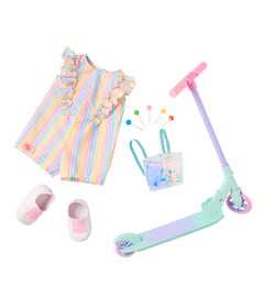 Our Generation Outfit Ride the Rainbow Scooter with Lollipop Romper