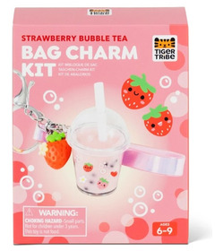 Tiger Tribe Bag Charm Kit Strawberry Bubble Tea