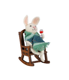 Silver Tree Felt Bunny in Rocking Chair Tabletop Piece