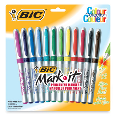 Bic Intensity Permanent Marker, Assorted, Ultra Fine - 12 markers