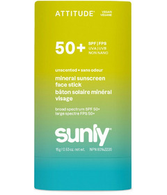 ATTITUDE Sunly Mineral Sunscreen Stick Face Unscented SPF 50