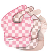 Tiny Twinkle Easy Bibs Ruffle Checkers Pink and Beige