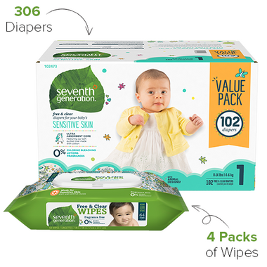 Seventh Generation Size 1 Diapers & Wipes Bundle Seventh Generation Size 1 Diapers & Wipes Bundle