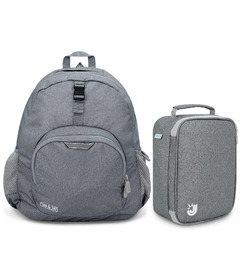 Jan & Jul Kid's Backpack and Lunch Bag Heather Grey Bundle