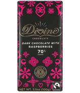 Divine Chocolate Dark Chocolate with Raspberries 70% Cocoa