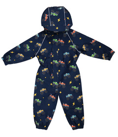 Jan & Jul Cozy-Dry Fleece Lined Rain Play Suit Big Trucks