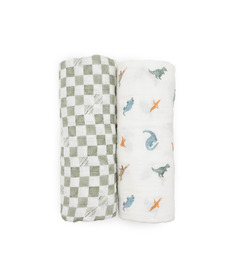 Little Unicorn Organic Cotton Muslin Swaddle Little Dino Set
