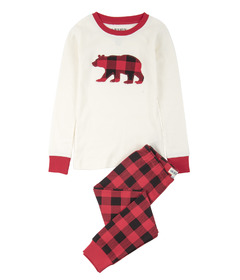 Little Blue House by Hatley Buffalo Plaid Kids Applique Pajama Set