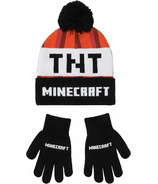 Ensemble bonnet et gants double face Bioworld pour enfants MINECRAFT TNT