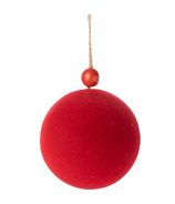 Silver Tree Red Flock Plastic Ball Ornament